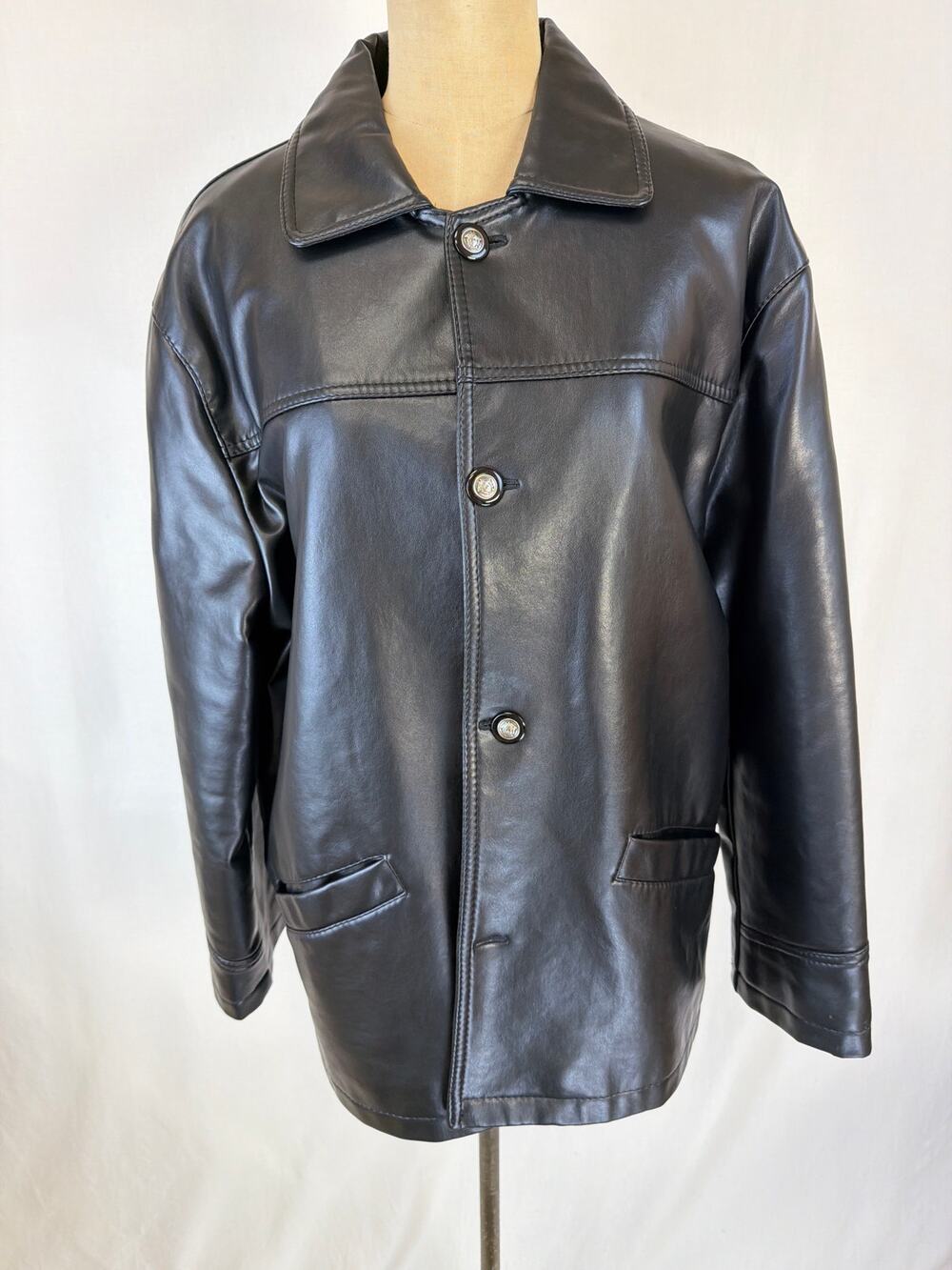 Vintage 80's 90's Alta Moda Black Italian Leather Jacket Medium #0564